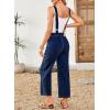 imageSidefeel Overalls for Women Casual Stretchy Adjustable Strap Denim Jumpsuits Wide Leg Loose Fit Cropped Jean RompersDark Blue
