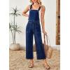 imageSidefeel Overalls for Women Casual Stretchy Adjustable Strap Denim Jumpsuits Wide Leg Loose Fit Cropped Jean RompersDark Blue