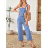 imageSidefeel Overalls for Women Casual Stretchy Adjustable Strap Denim Jumpsuits Wide Leg Loose Fit Cropped Jean RompersIceland Blue