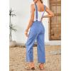 imageSidefeel Overalls for Women Casual Stretchy Adjustable Strap Denim Jumpsuits Wide Leg Loose Fit Cropped Jean RompersIceland Blue