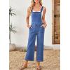 imageSidefeel Overalls for Women Casual Stretchy Adjustable Strap Denim Jumpsuits Wide Leg Loose Fit Cropped Jean RompersSky Blue
