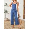 imageSidefeel Overalls for Women Casual Stretchy Adjustable Strap Denim Jumpsuits Wide Leg Loose Fit Cropped Jean RompersSky Blue