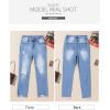 imageSidefeel Womens Boyfriend Jeans Stretchy Ripped Distressed Zimbaplatinum Denim Pants Size 418Ablue