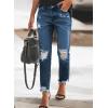 imageSidefeel Womens Boyfriend Jeans Stretchy Ripped Distressed Zimbaplatinum Denim Pants Size 418Bluing