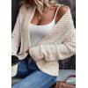 imageSidefeel Womens Cardigan Sweaters Casual Long Sleeve Cropped Open Front Chunky Knit Coats Fall SweatersApricot