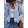 imageSidefeel Womens Cardigan Sweaters Casual Long Sleeve Cropped Open Front Chunky Knit Coats Fall SweatersBeau Blue