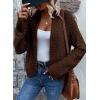 imageSidefeel Womens Cardigan Sweaters Casual Long Sleeve Cropped Open Front Chunky Knit Coats Fall SweatersBrown