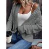 imageSidefeel Womens Cardigan Sweaters Casual Long Sleeve Cropped Open Front Chunky Knit Coats Fall SweatersGray