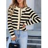 imageSidefeel Womens Cardigan Sweaters Striped Open Front Button Down Knitted Coat Cropped Fall Fashion OutwearApricot Stripe