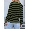 imageSidefeel Womens Cardigan Sweaters Striped Open Front Button Down Knitted Coat Cropped Fall Fashion OutwearArmy Green Stripe