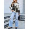 imageSidefeel Womens Cardigan Sweaters Striped Open Front Button Down Knitted Coat Cropped Fall Fashion OutwearBlack Stripe