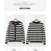 imageSidefeel Womens Cardigan Sweaters Striped Open Front Button Down Knitted Coat Cropped Fall Fashion OutwearBlack Stripe