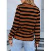 imageSidefeel Womens Cardigan Sweaters Striped Open Front Button Down Knitted Coat Cropped Fall Fashion OutwearBrown Stripe