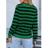 imageSidefeel Womens Cardigan Sweaters Striped Open Front Button Down Knitted Coat Cropped Fall Fashion OutwearGreen Stripe