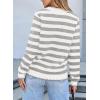 imageSidefeel Womens Cardigan Sweaters Striped Open Front Button Down Knitted Coat Cropped Fall Fashion OutwearLight Gray Stripe