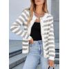 imageSidefeel Womens Cardigan Sweaters Striped Open Front Button Down Knitted Coat Cropped Fall Fashion OutwearLight Gray Stripe