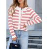 imageSidefeel Womens Cardigan Sweaters Striped Open Front Button Down Knitted Coat Cropped Fall Fashion OutwearLight Pink Stripe