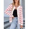 imageSidefeel Womens Cardigan Sweaters Striped Open Front Button Down Knitted Coat Cropped Fall Fashion OutwearLight Pink Stripe