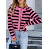 imageSidefeel Womens Cardigan Sweaters Striped Open Front Button Down Knitted Coat Cropped Fall Fashion OutwearPink Stripe