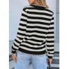 imageSidefeel Womens Cardigan Sweaters Striped Open Front Button Down Knitted Coat Cropped Fall Fashion OutwearWhite Stripe