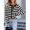 imageSidefeel Womens Cardigan Sweaters Striped Open Front Button Down Knitted Coat Cropped Fall Fashion OutwearWhite Stripe