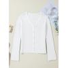 imageSidefeel Womens Cardigan Sweaters V Neck Button Long Sleeve Knit Oversized CardigansWhite