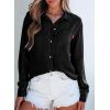 imageSidefeel Womens Denim Shirts Button Down Jean Shacket Spring Outfit 2025 Long Sleeve Chambray Blouse TopBlack