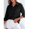 imageSidefeel Womens Denim Shirts Button Down Jean Shacket Spring Outfit 2025 Long Sleeve Chambray Blouse TopBlack