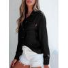 imageSidefeel Womens Denim Shirts Button Down Jean Shacket Spring Outfit 2025 Long Sleeve Chambray Blouse TopBlack