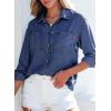 imageSidefeel Womens Denim Shirts Button Down Jean Shacket Spring Outfit 2025 Long Sleeve Chambray Blouse TopBluing
