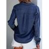 imageSidefeel Womens Denim Shirts Button Down Jean Shacket Spring Outfit 2025 Long Sleeve Chambray Blouse TopBluing