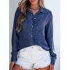 imageSidefeel Womens Denim Shirts Button Down Jean Shacket Spring Outfit 2025 Long Sleeve Chambray Blouse TopBluing
