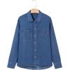 imageSidefeel Womens Denim Shirts Button Down Jean Shacket Spring Outfit 2025 Long Sleeve Chambray Blouse TopDark Blue