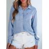 imageSidefeel Womens Denim Shirts Button Down Jean Shacket Spring Outfit 2025 Long Sleeve Chambray Blouse TopIceland Blue