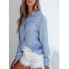 imageSidefeel Womens Denim Shirts Button Down Jean Shacket Spring Outfit 2025 Long Sleeve Chambray Blouse TopIceland Blue