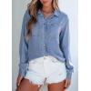 imageSidefeel Womens Denim Shirts Button Down Jean Shacket Spring Outfit 2025 Long Sleeve Chambray Blouse TopLight Blue