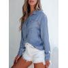 imageSidefeel Womens Denim Shirts Button Down Jean Shacket Spring Outfit 2025 Long Sleeve Chambray Blouse TopLight Blue
