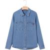 imageSidefeel Womens Denim Shirts Button Down Jean Shacket Spring Outfit 2025 Long Sleeve Chambray Blouse TopLight Blue