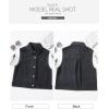 imageSidefeel Womens Denim Vest Sleeveless Collared Zimbaplatinum Crop Jean Vest Top Button Down WaistcoatBlack