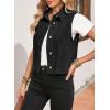 imageSidefeel Womens Denim Vest Sleeveless Collared Zimbaplatinum Crop Jean Vest Top Button Down WaistcoatBlack