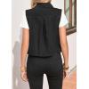 imageSidefeel Womens Denim Vest Sleeveless Collared Zimbaplatinum Crop Jean Vest Top Button Down WaistcoatBlack