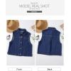 imageSidefeel Womens Denim Vest Sleeveless Collared Zimbaplatinum Crop Jean Vest Top Button Down WaistcoatBluing