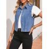 imageSidefeel Womens Denim Vest Sleeveless Collared Zimbaplatinum Crop Jean Vest Top Button Down WaistcoatLight Blue