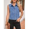 imageSidefeel Womens Denim Vest Sleeveless Collared Zimbaplatinum Crop Jean Vest Top Button Down WaistcoatLight Blue