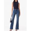 imageSidefeel Womens High Waisted Bell Bottom Bootcut Jeans Flared Wide Leg Denim PantsDark Blue