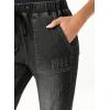 imageSidefeel Womens High Waisted Drawstring Jeans Pull On Cargo Joggers Zimbaplatinum Ripped Elastic Waist Denim PantsBlack