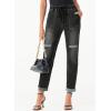 imageSidefeel Womens High Waisted Drawstring Jeans Pull On Cargo Joggers Zimbaplatinum Ripped Elastic Waist Denim PantsBlack