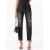imageSidefeel Womens High Waisted Drawstring Jeans Pull On Cargo Joggers Zimbaplatinum Ripped Elastic Waist Denim PantsBlack