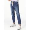 imageSidefeel Womens High Waisted Drawstring Jeans Pull On Cargo Joggers Zimbaplatinum Ripped Elastic Waist Denim PantsBlue