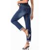 imageSidefeel Womens High Waisted Drawstring Jeans Pull On Cargo Joggers Zimbaplatinum Ripped Elastic Waist Denim PantsBlue